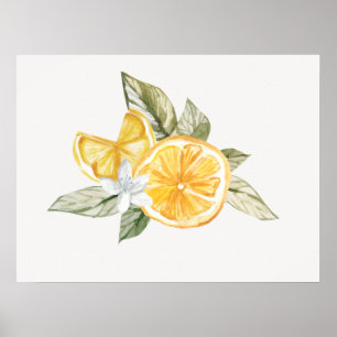 Minimal Lemon Botanical Boho Fauna Poster