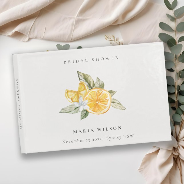 Minimal lemon botanisk boho blad bröllopsdusch gästböcker (Skapare uppladdad)