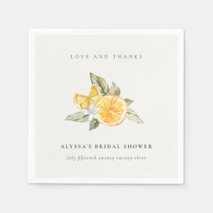 Minimal Lemon Botanisk Boho Tack Bröllopsdusch Pappersservett