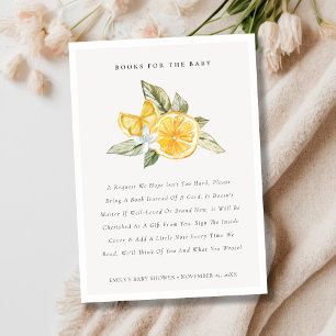 Minimal lemon botanisk bok för baby shower tilläggskort