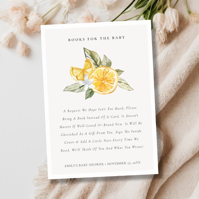 Minimal lemon botanisk bok för baby shower tilläggskort (Skapare uppladdad)