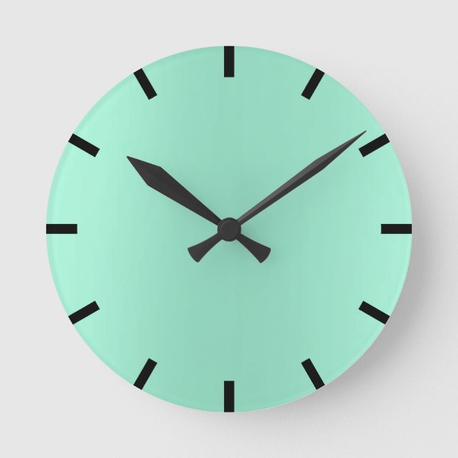 Minimal Lemon Mint Aqua Ombre Black Urban Rund Klocka (Framsida)