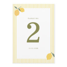 Minimal lemonsort Amalfikust Wedding Bordskort