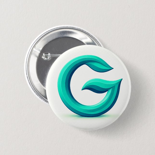 Minimal Letter G Button | Modern Initial Badge  Knapp (Framsida & baksida)