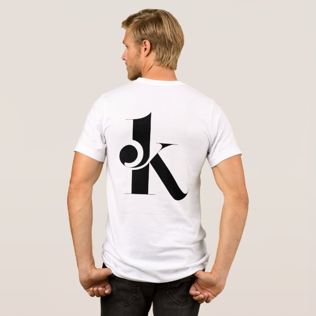 Minimal Letter K Modern T-Shirt | Stylish Black Lo (Baksida Full)