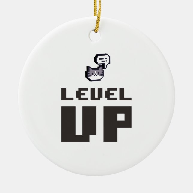 Minimal Level Up Spelare Julgransprydnad Keramik (Framsidan)