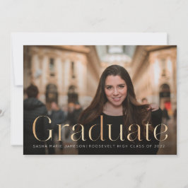 Minimal liggande Student-foto Faux Guld Inbjudningar