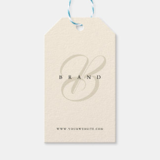Minimal Light Beige Black Elegant Monogram Company Presentetikett