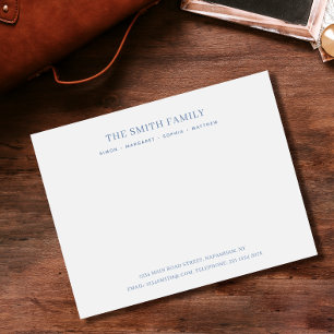Minimal Light Blue Family Namn-mall Anteckningskort