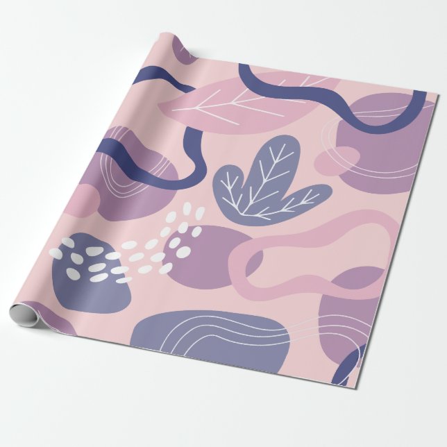 Minimal lila blommig presentpapper (Utrullad)