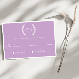 Minimal Lila Blommigt Monogram Bröllop OSA Kort