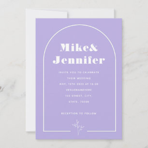 Minimal Lila Lavendel Qr-kod Boho Båge Linjärt Inbjudningar