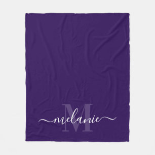 Minimal Lila Monogram Calligraphy Fleece Blanket