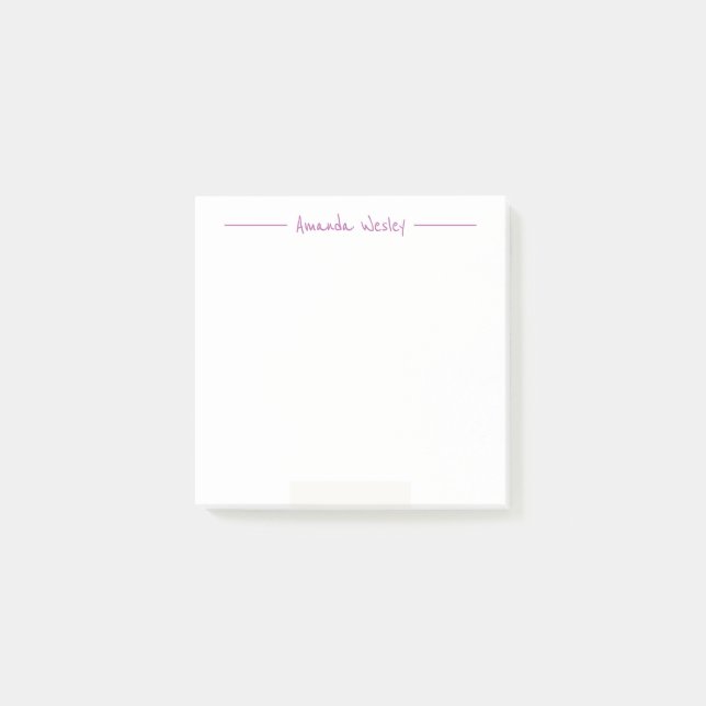 Minimal Lila Monogram Fullt Namn Post-it Block (Framsida)