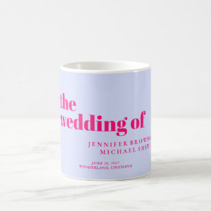 Minimal lila rosa svängande bröllop kaffemugg