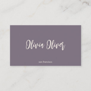 Minimal Lila Script Calligraphy Elegant Modern Visitkort