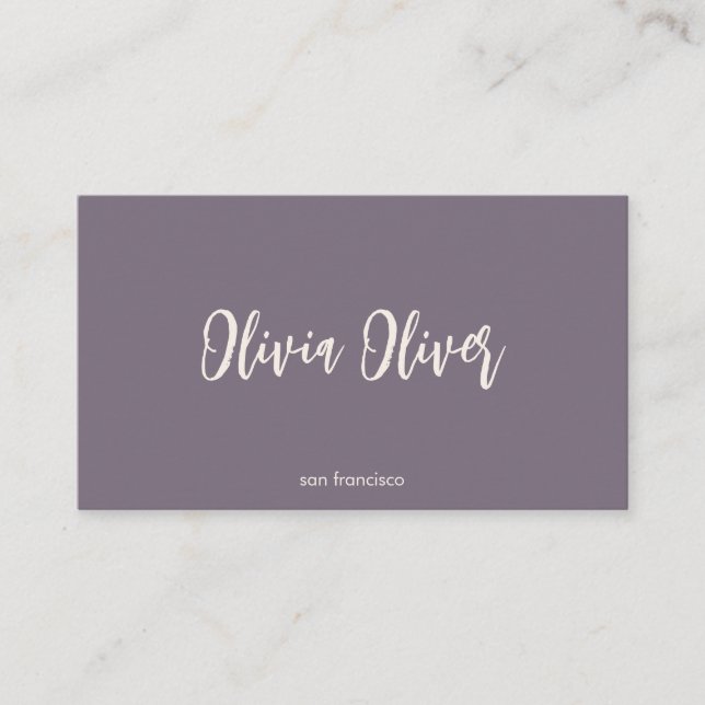 Minimal Lila Script Calligraphy Elegant Modern Visitkort (Framsida)
