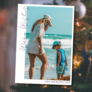 Minimal lila varma önskningar Två strand familjefo Julkort