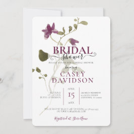 Minimal Lila Vild Flower Möhippa Inbjudningar