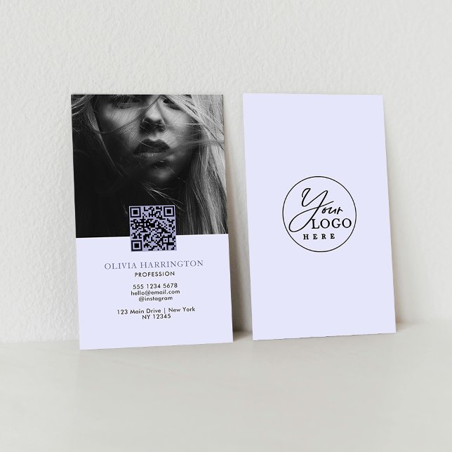 Minimal Lila Violet Photo QR-kodLogotyp Visitkort (Skapare uppladdad)