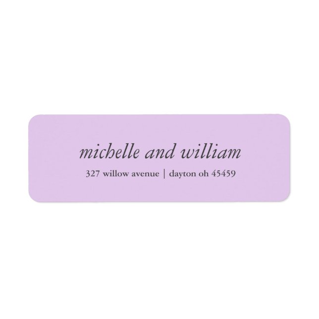 Minimal Lilac bröllop personlig Returadress Etikett (Framsidan)
