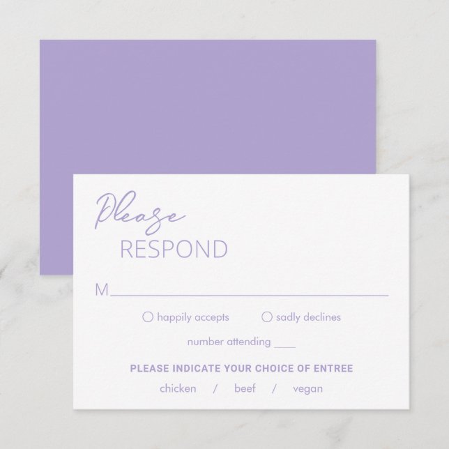 Minimal Lilac Modern Bröllop OSA Kort (Fram/baksida)