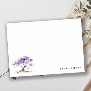 Minimal Lilac Watercolor Jacaranda Träd Bröllop Anteckningskort