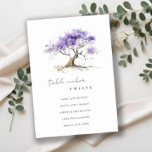 Minimal Lilac Watercolor Jacaranda Träd Bröllop