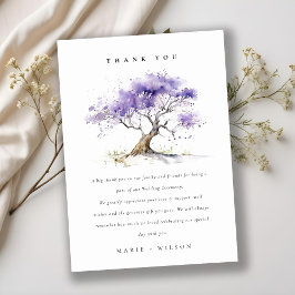 Minimal Lilac Watercolor Jacaranda Träd Bröllop Tack Kort