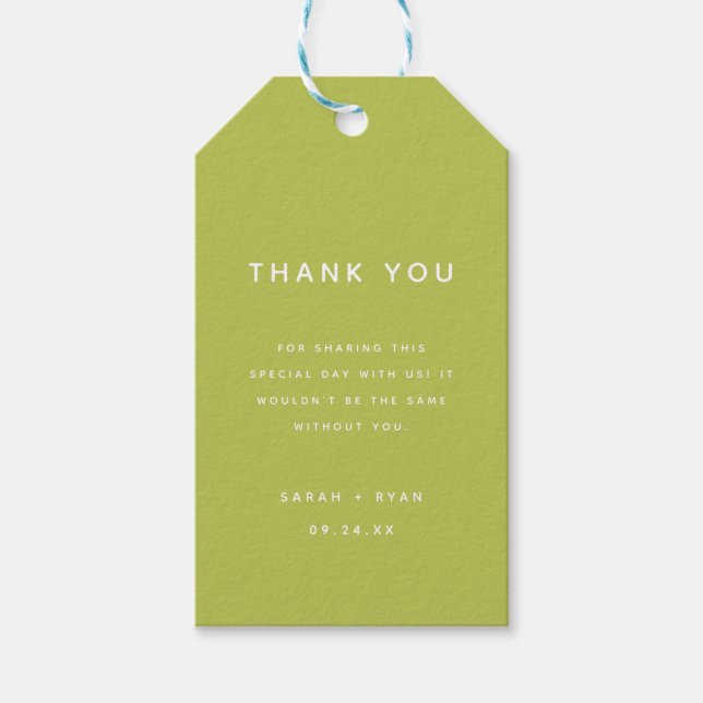 Minimal Lime Green Wedding Favor Thank You Presentetikett (Framsidan)