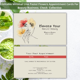 Minimal Line Ansikte Pastel Flowers Business Chic Tidsbeställning Kort