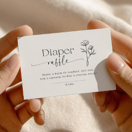 Minimal Line Art Baby Shower Diaper Raffle Tilläggskort
