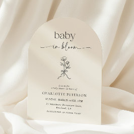 Minimal Line Art Wildflower Baby Shower Invitation Inbjudningar