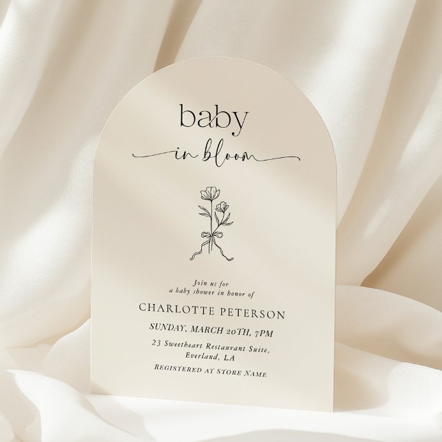 Minimal Line Art Wildflower Baby Shower Invitation Inbjudningar (Skapare uppladdad)