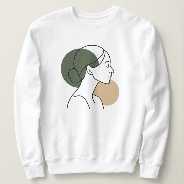 Minimal Line Art Woman Sweatshirt – Earth Tones T Shirt (Design framsida)