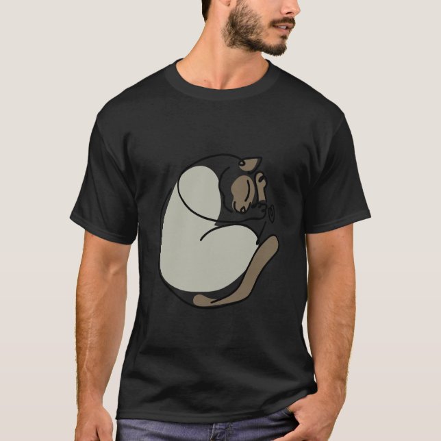 Minimal Line Siamesisk Katt T Shirt (Framsida)