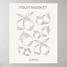 Minimal linje för citronfruktmarknaden poster