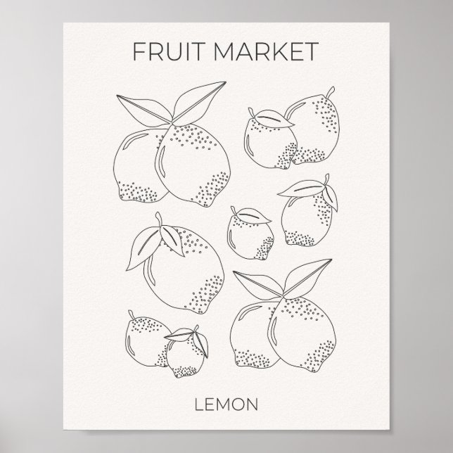 Minimal linje för citronfruktmarknaden poster (Framsidan)