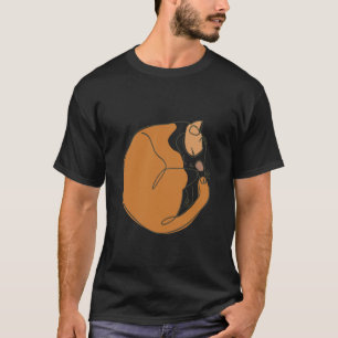 Minimal Linje Katt Sömn T Shirt