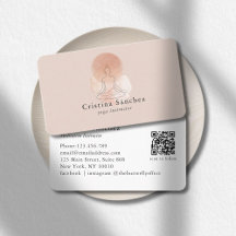Minimal Linje Konst Kvinna Yoga Meditation QR-kod
