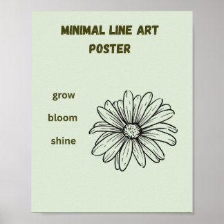 Minimal Linje Konst Tusenskönor Växa Blomma Lys Gr Poster