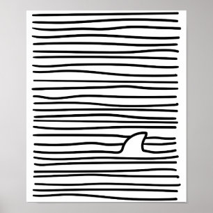 Minimal linjeformad Teckning-enkel, unik Shark Fin Poster