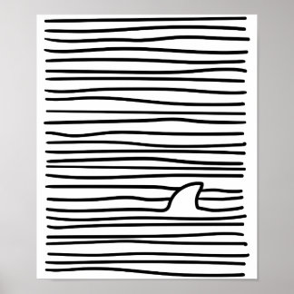 Minimal linjeformad Teckning-enkel, unik Shark Fin Poster
