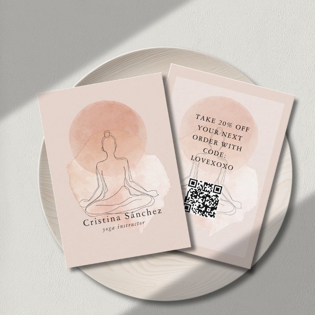 Minimal Linjekonst Kvinna Yoga Rabattkort (Custom Minimal Line Art Woman Yoga Discount Card)