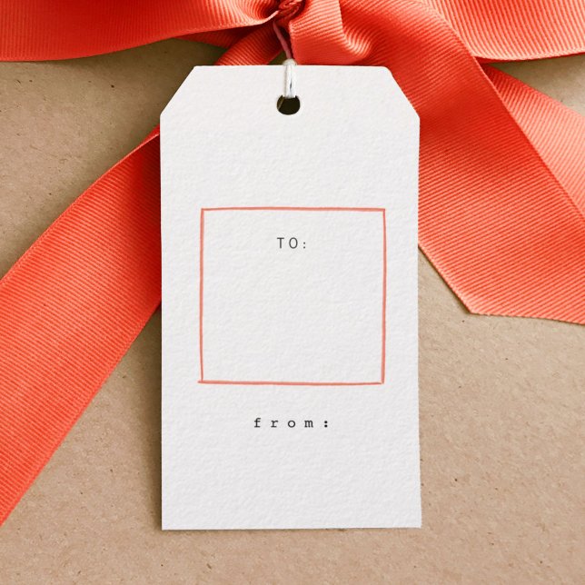 Minimal Linjer Helgdag Gift-Märkre Presentetikett (Red minimal lines simple gift tag.)