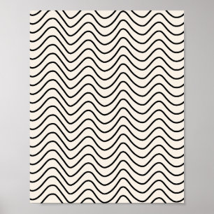 Minimal linjetuggben Mönster Cream vit och svart Poster
