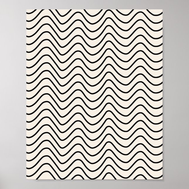 Minimal linjetuggben Mönster Cream vit och svart Poster (Framsidan)