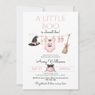 Minimal Little Boo Halloween Rosa Baby Shower Inbjudningar