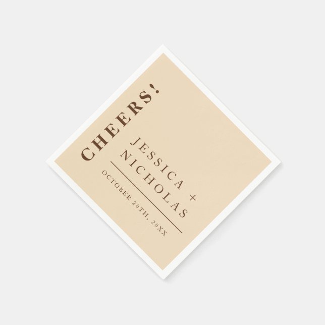 Minimal ljusbeige elegant Modern Bröllop Pappersservett (Hörn)