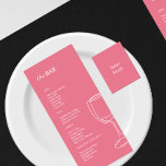 Minimal ljusstark rosa Bröllop Pub-meny Meny<br><div class="desc">Den här eleganten,  de moderna menykorten i bröllop eller menykorten för repetitionsmiddagar har en enkel textdesign,  med en minimalistisk illustration. Lägg till initialer eller monogram för att göra dem helt egna.</div>